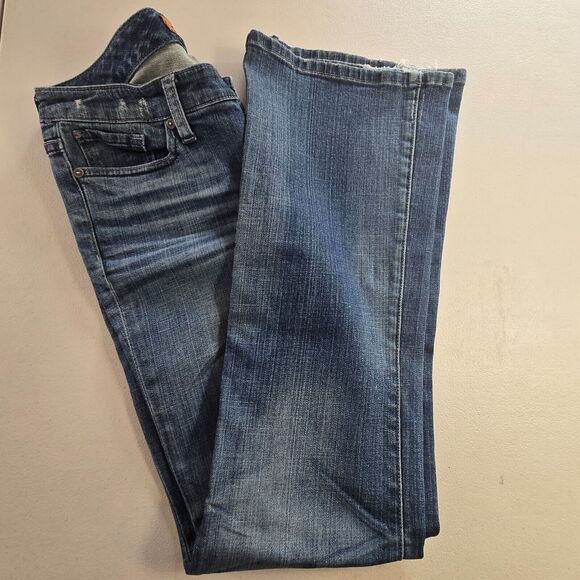 Seven7 Jeans Women's 29 Blue Medium Wash Straight Slight Distressed - Picture 9 of 16